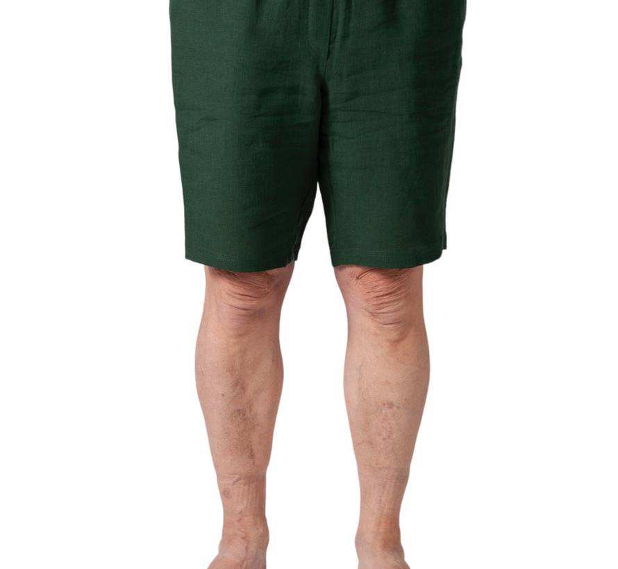 Short met elastiek - groen linnen