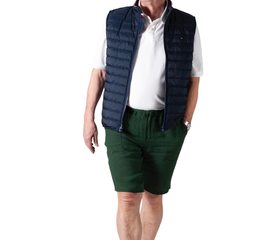 Short met elastiek - groen linnen