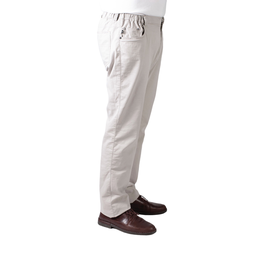5 pocket broek met elastiek - zandkleur katoen