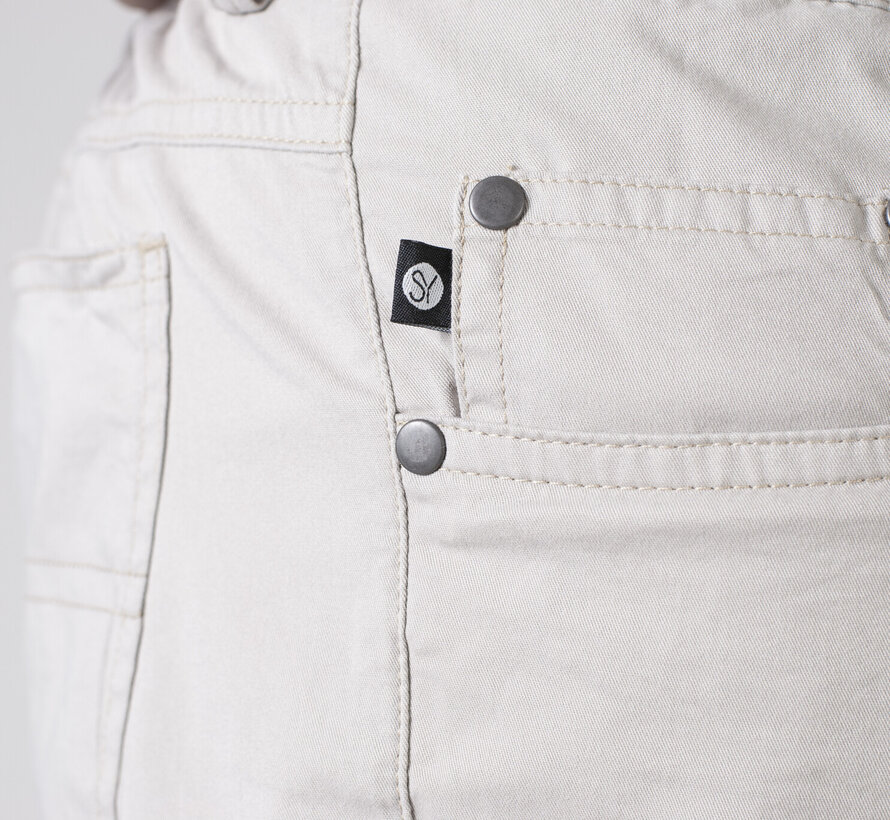 5 pocket broek met elastiek - zandkleur katoen