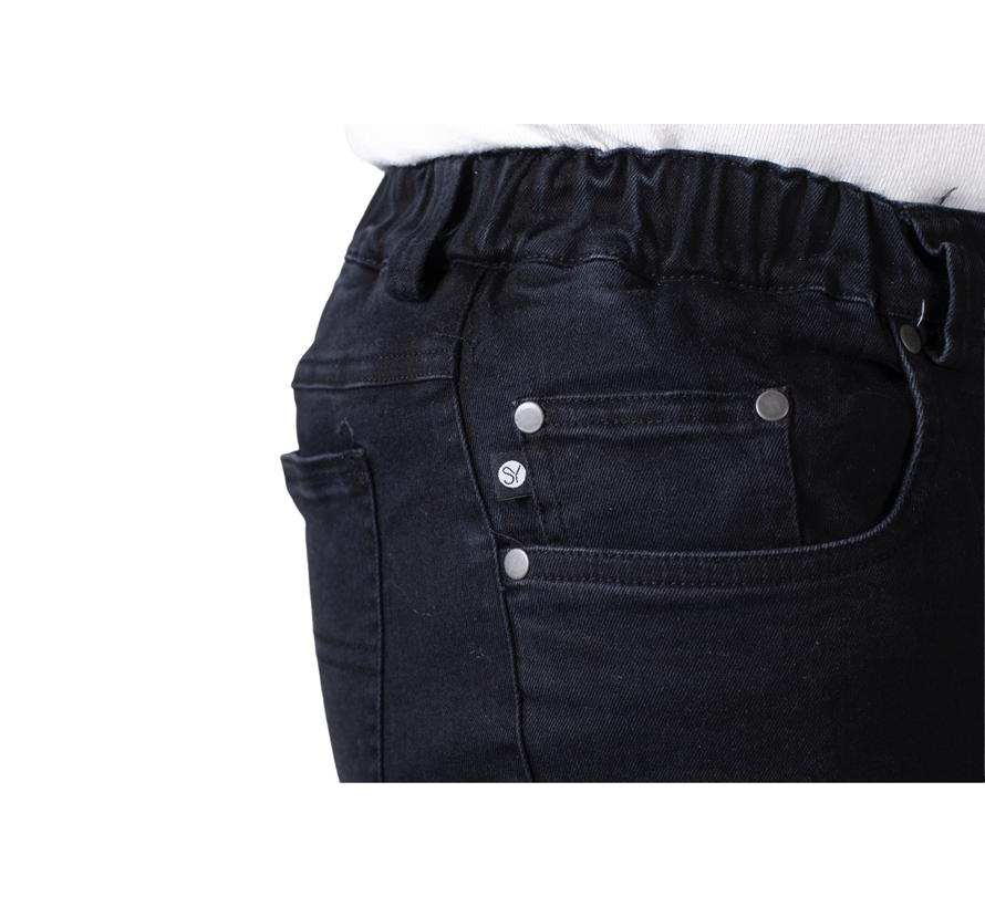5 pocket broek met elastiek - zwarte jeans