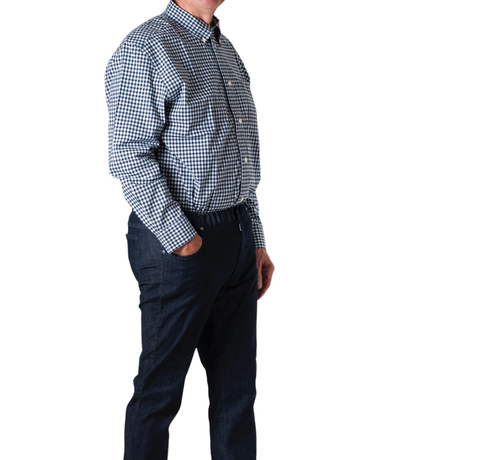 5 pocket broek met elastiek - donkere jeans