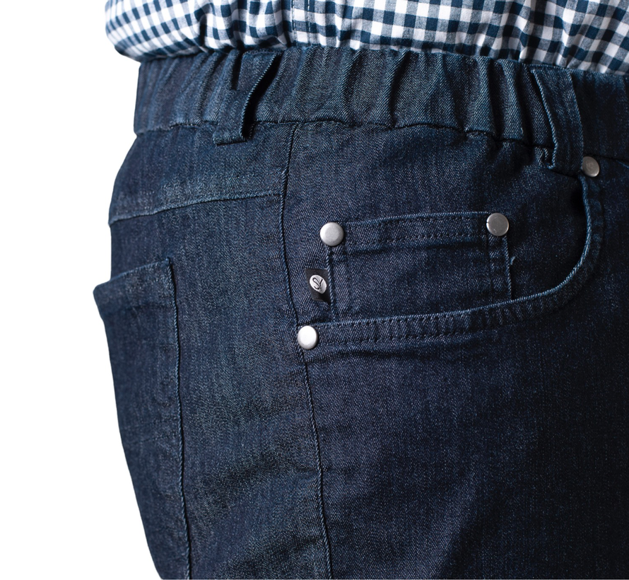 5 pocket broek met elastiek - donkere jeans