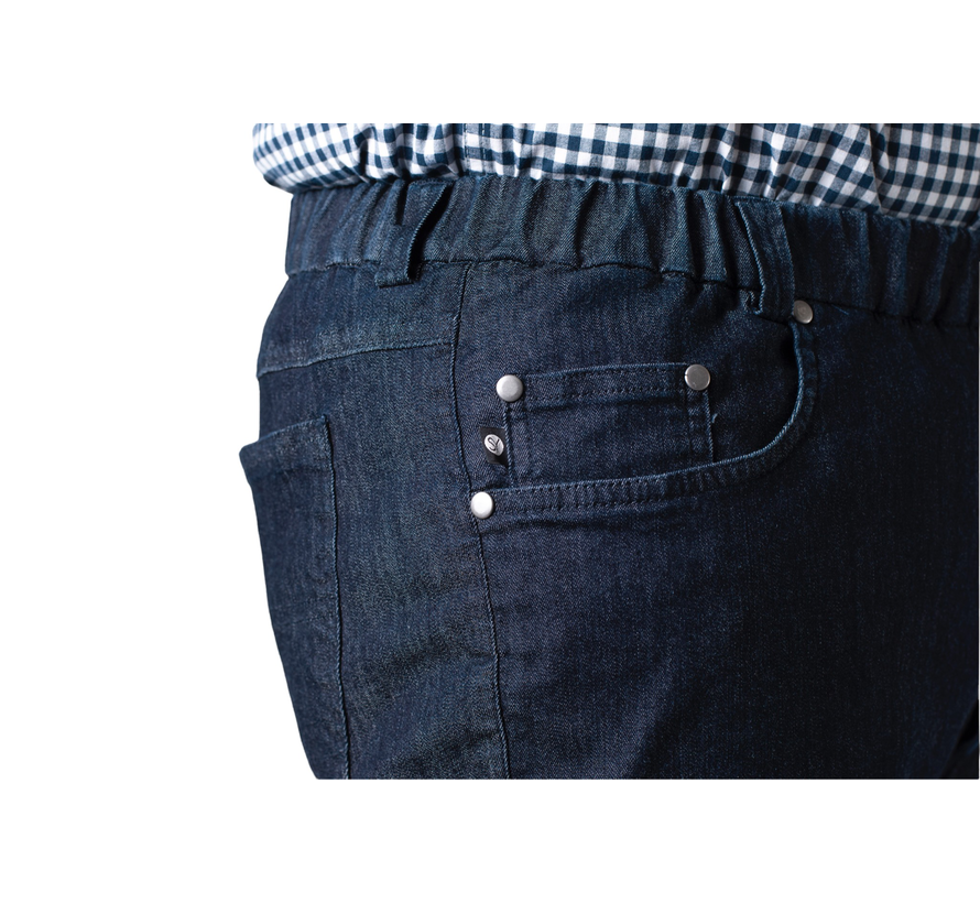 5 pocket broek met elastiek - donkere jeans