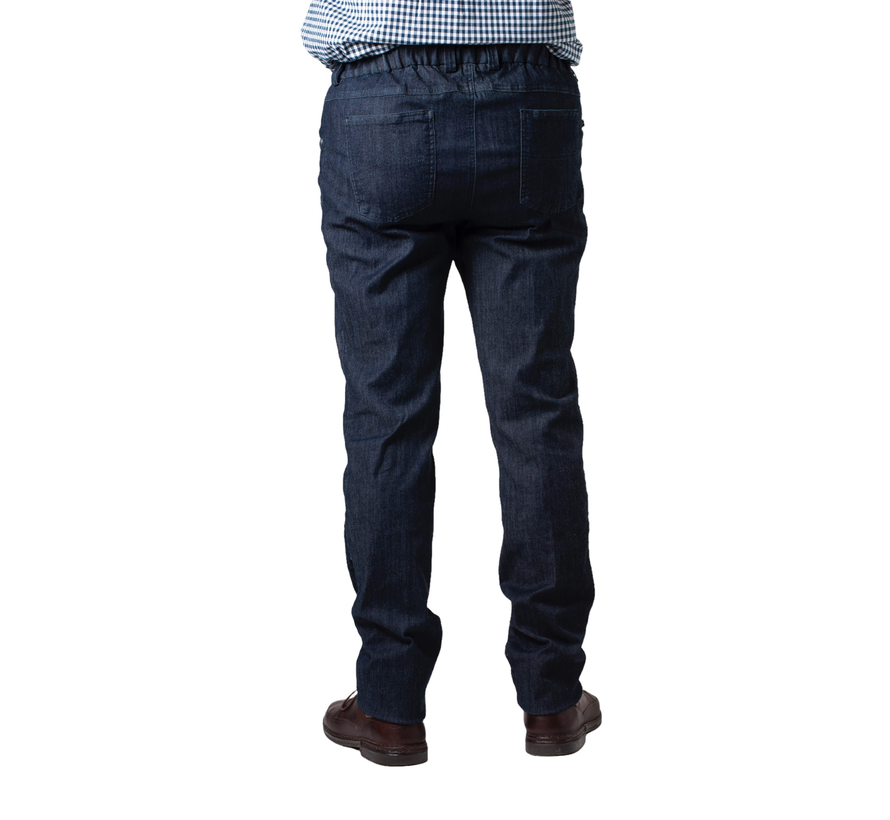 5 pocket broek met elastiek - donkere jeans