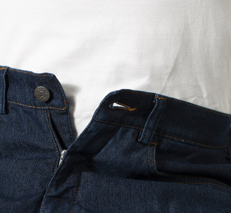 Rolstoelbroek met knoop en diepe rits - donkere jeans