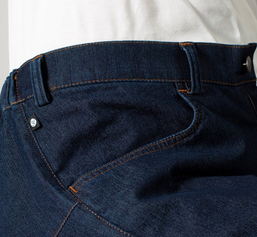 Rolstoelbroek met knoop en diepe rits - donkere jeans