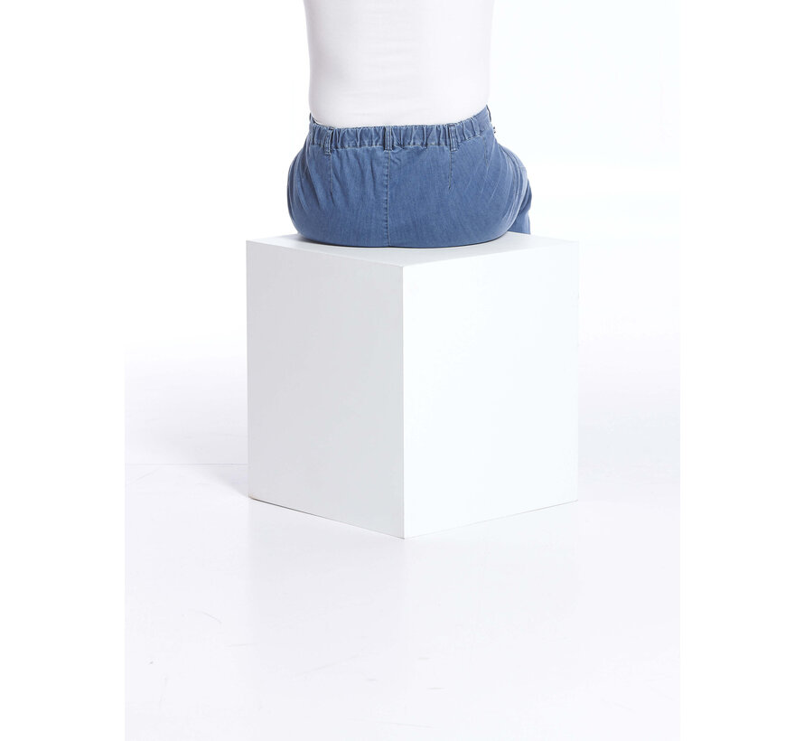 Rolstoelbroek met knoop en diepe rits - blauwe jeans