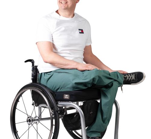 Rolstoelbroek met zijritsen - groen katoen