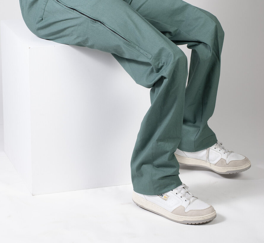 Rolstoelbroek met zijritsen - groen katoen