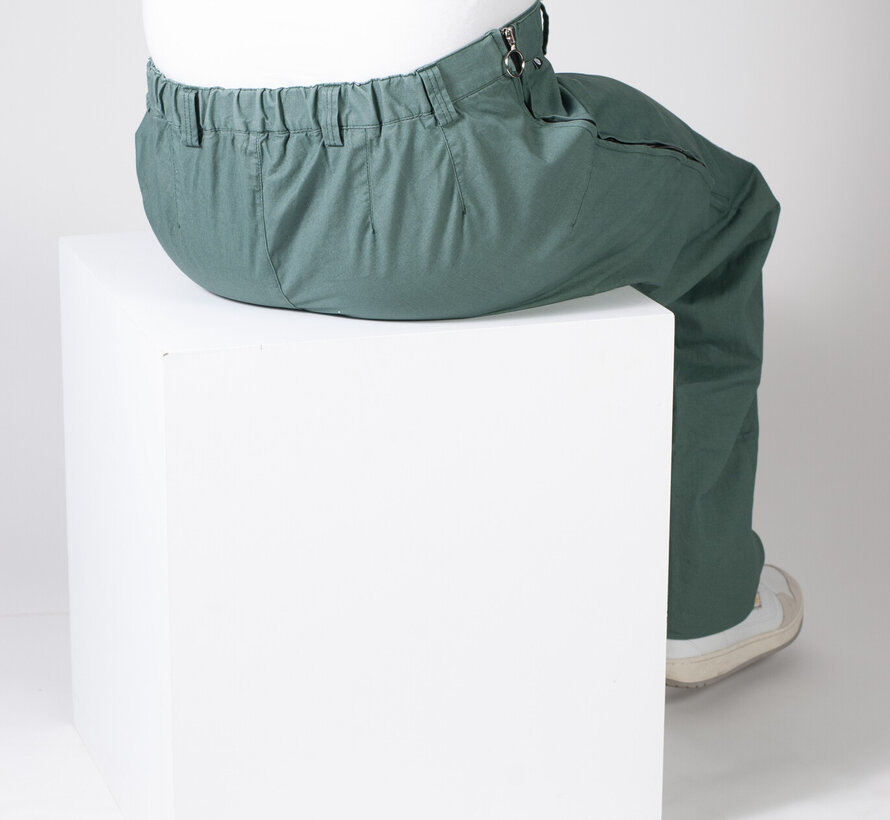 Rolstoelbroek met zijritsen - groen katoen