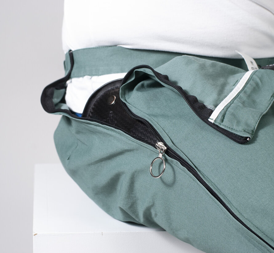 Rolstoelbroek met zijritsen - groen katoen