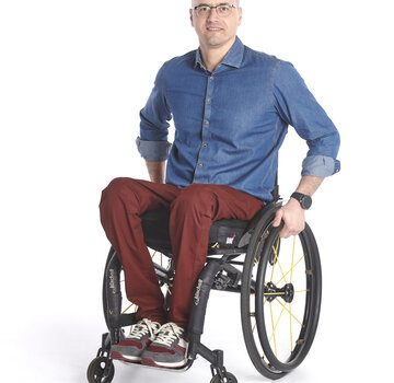 Rolstoelbroek met diepe rits - bordeaux katoen