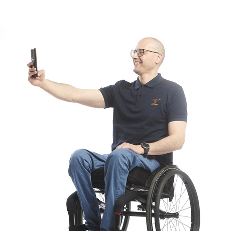 Rolstoelbroek met diepe rits en haak-en-oog sluiting - blauwe jeans