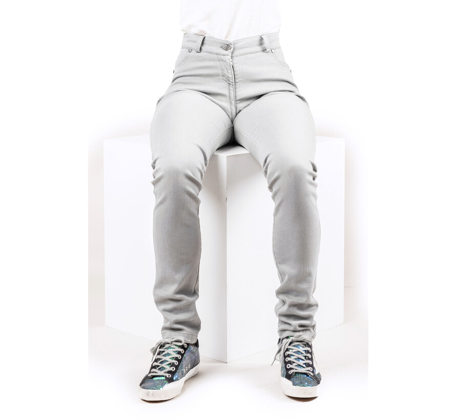 Zitbroek met diepe rits - grijze jeans