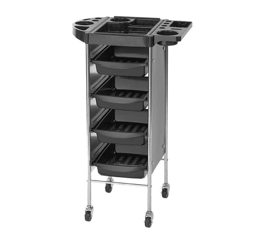 Trolley met 4 lades voor kapper, zwart