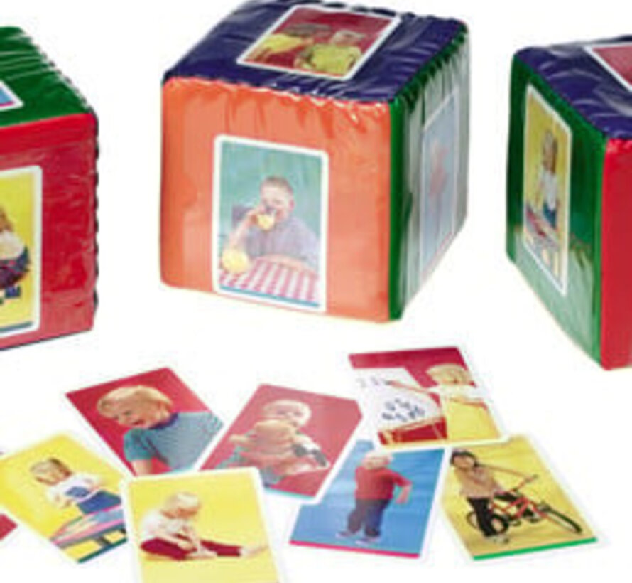 Grote zachte dobbelsteen met insteekpochetten 17 cm