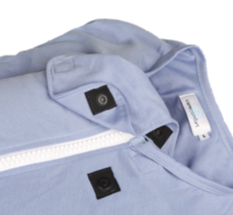 Verpleegdeken zonder mouwen (model hoeslaken) staalblauw