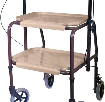 In hoogte verstelbare keukentrolley met remmen