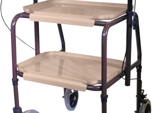 In hoogte verstelbare keukentrolley met remmen