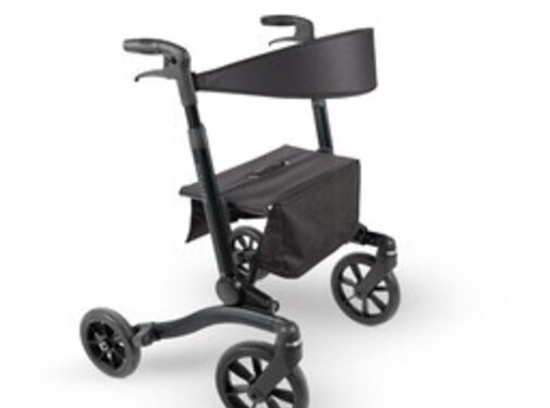 Dubbel opvouwbare zwarte rollator