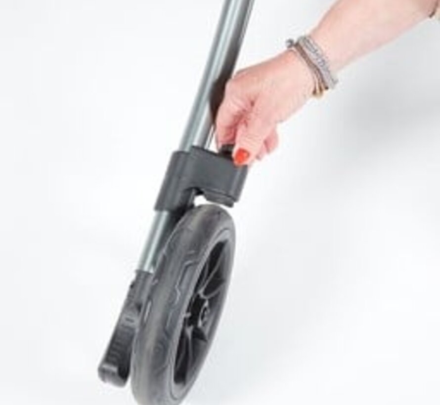 Dubbel opvouwbare zwarte rollator