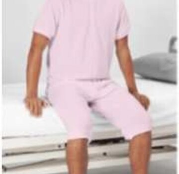 Verpleegpyjama met tussenbeen rits, korte mouwen en benen - Roze