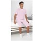 Verpleegpyjama met tussenbeen rits, korte mouwen en benen - Roze
