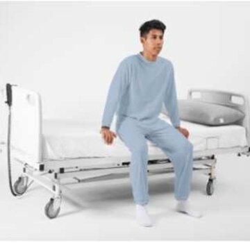 Verpleegpyjama met tussenbeen rits, lange mouwen en benen - Blauw