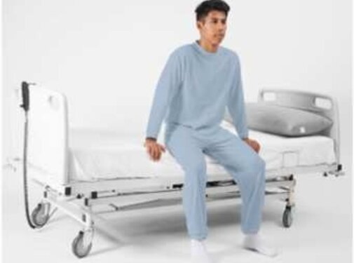 Verpleegpyjama met tussenbeen rits, lange mouwen en benen - Blauw