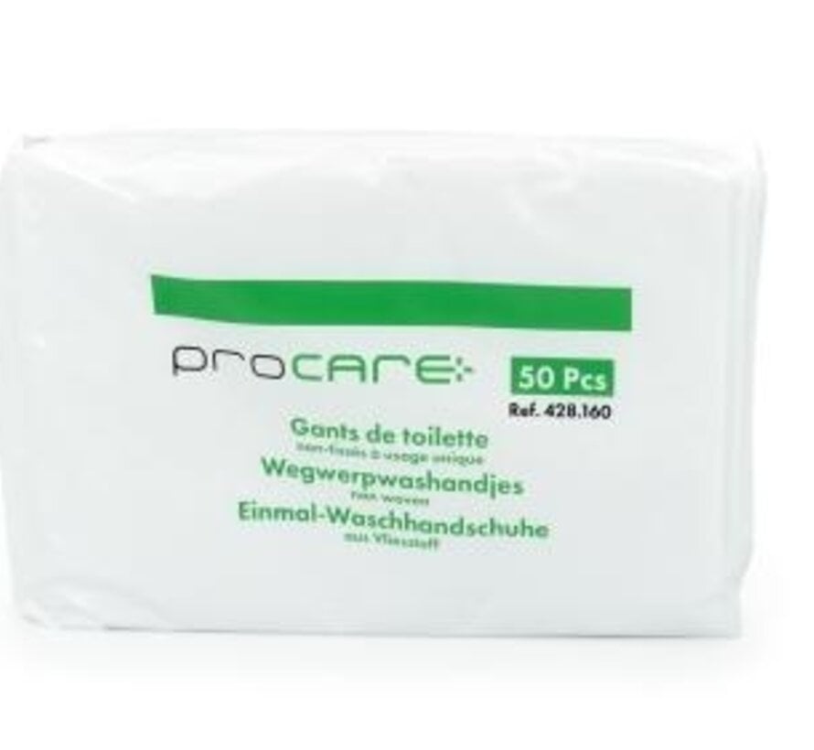 Procare non-woven washandjes Doos met 20 pakjes van 50