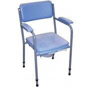 GR101 toiletstoel, in hoogte regelbaar, vaste comfort armleuningen, grijs / blauw