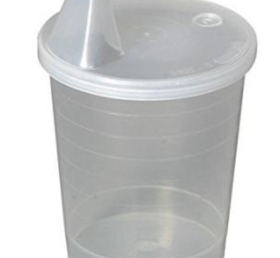 Beker met tuitdeksel voor éénmalig gebruik, 200 cc Zakje van 20