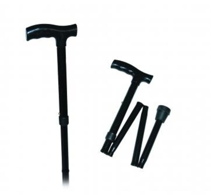 Opvouwbare wandelstok van zwart aluminium