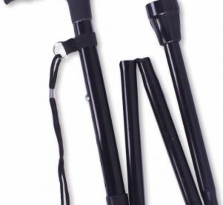 Opvouwbare wandelstok van zwart aluminium