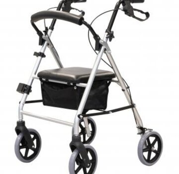 GCARE rollator 4 wielen, plooibaar, lichtgrijs aluminium
