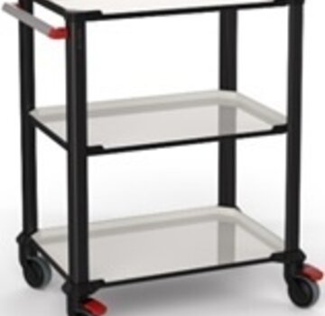 Pi-Nero wagen met 3 legplanken en een handvat, zwart/wit