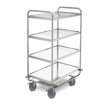 Roestvrij staal wagen, met 4 legborden