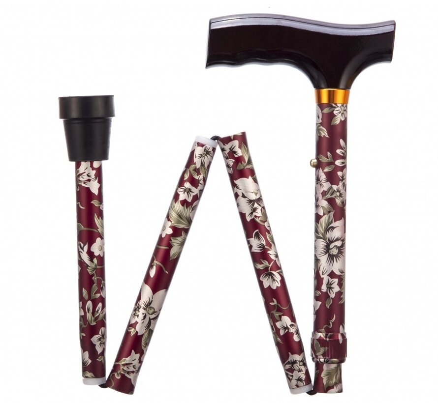 Opvouwbare wandelstok - burgundy