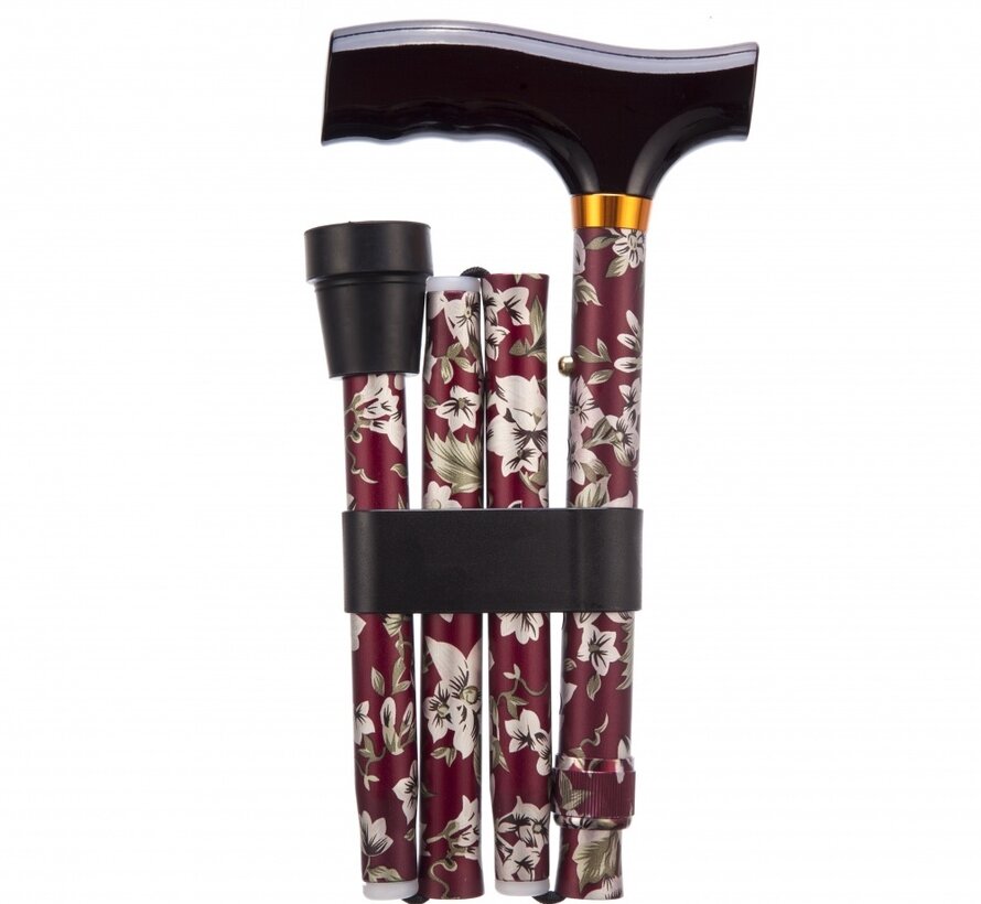 Opvouwbare wandelstok - burgundy