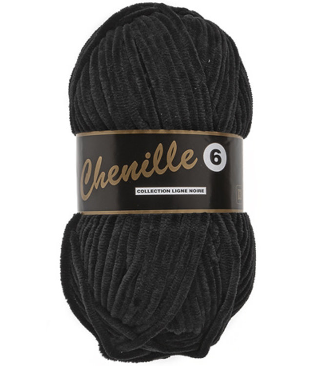 Lammy Yarns Chenille 6 - 001 - zwart