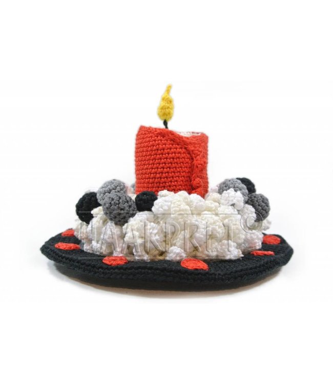 Haakpret Kerstkrans met kaars en onderbord A5 (NL)