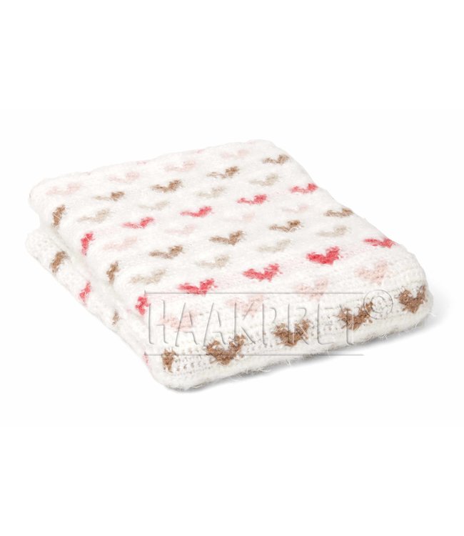 Haakpret Pattern baby blanket with colored heart (Dutch)