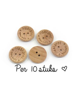 Haakpret 10 x Wooden button Haakpret - 2 cm