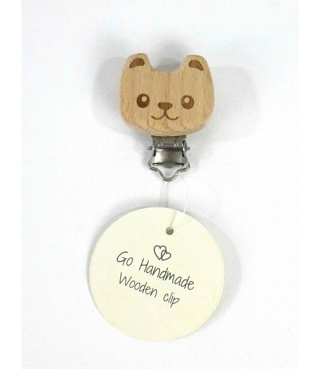 Go Handmade Houten speenclip beer 30 mm x35 mm