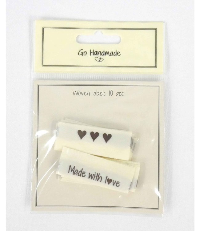 Go Handmade Geweven labels MADE WITH LOVE - 50 x 11,5 mm - 10st