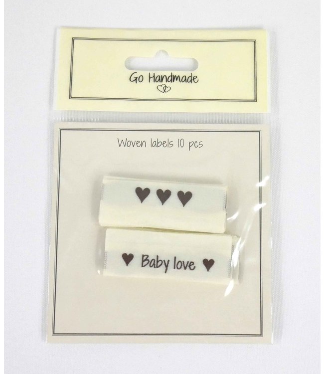 Go Handmade Woven labels BABY LOVE  - 50 x 11,5 mm - 10pcs