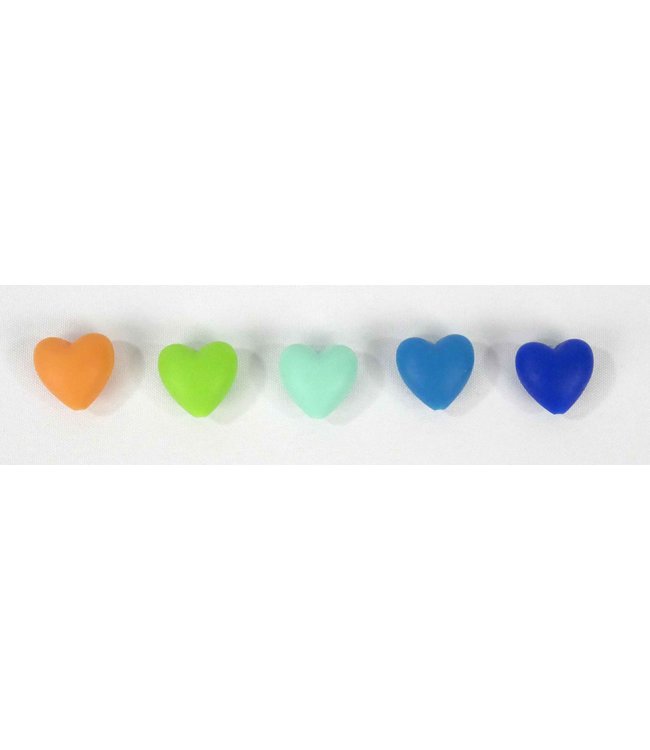 Scheepjes Lot de 5 coeurs en silicone de couleurs différentes SET 3