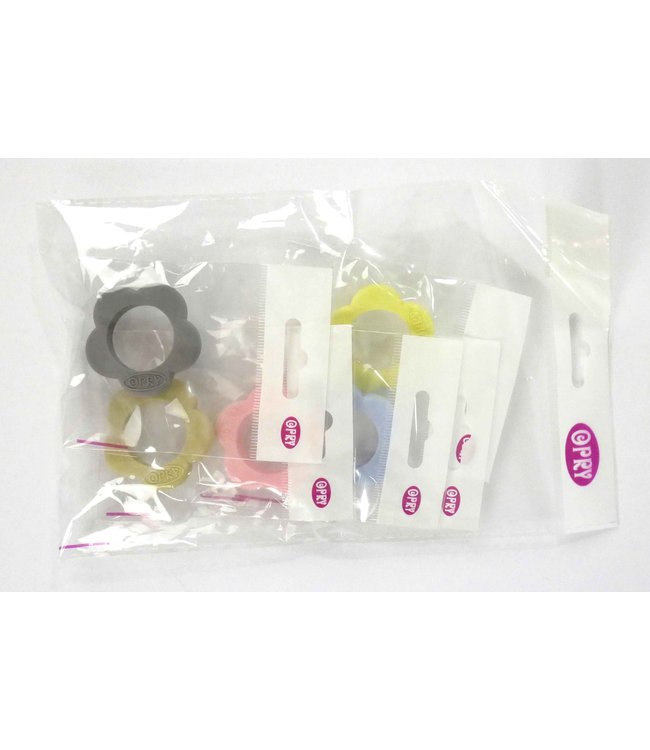 Scheepjes Set von 5 verschiedenfarbigen Silikonbeißringen formen Blume - SET 1