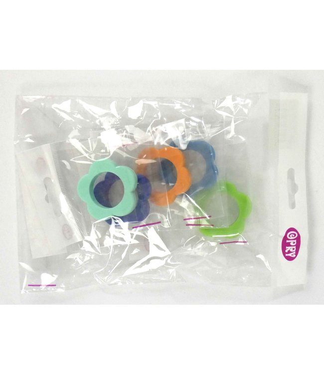 Scheepjes Set von 5 verschiedenfarbigen Silikonbeißringen formen Blume - SET 3